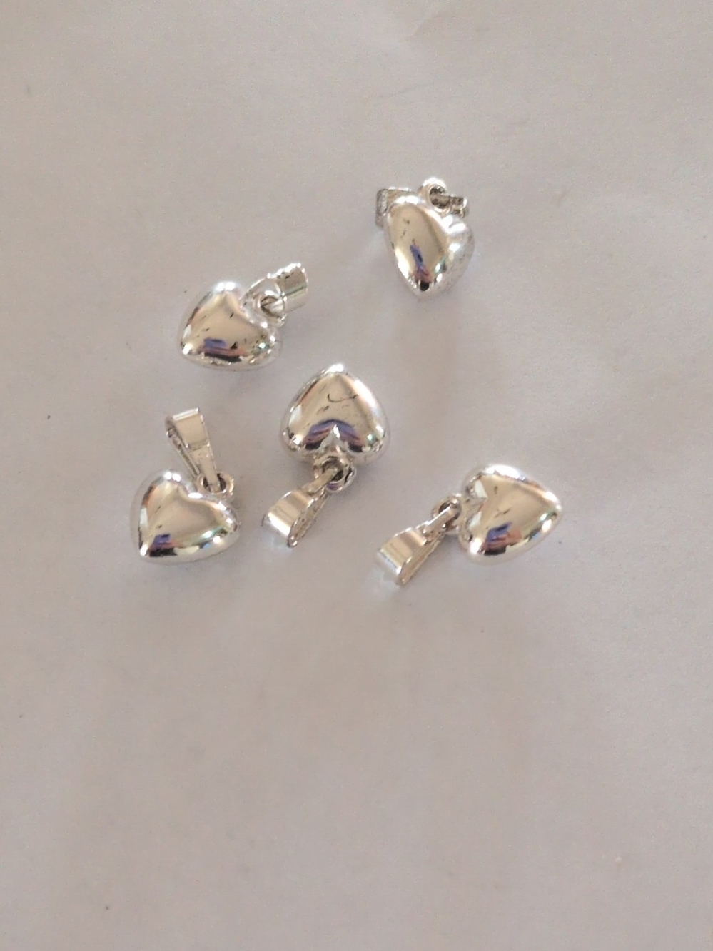Silver Heart Pendant Charms - Set of Five